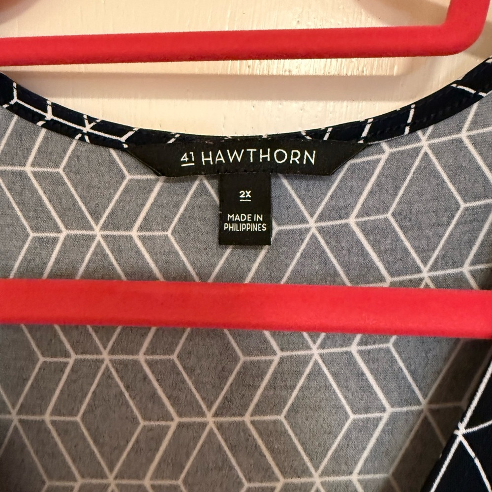 41 Hawthorn Navy and White Patterned Midi Dress - Picture 2 of 3